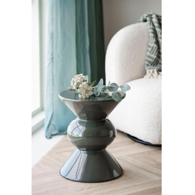 Yeşil Fiberglas Yuvarlak Yan Sehpa-34x34x41 cm - 111885