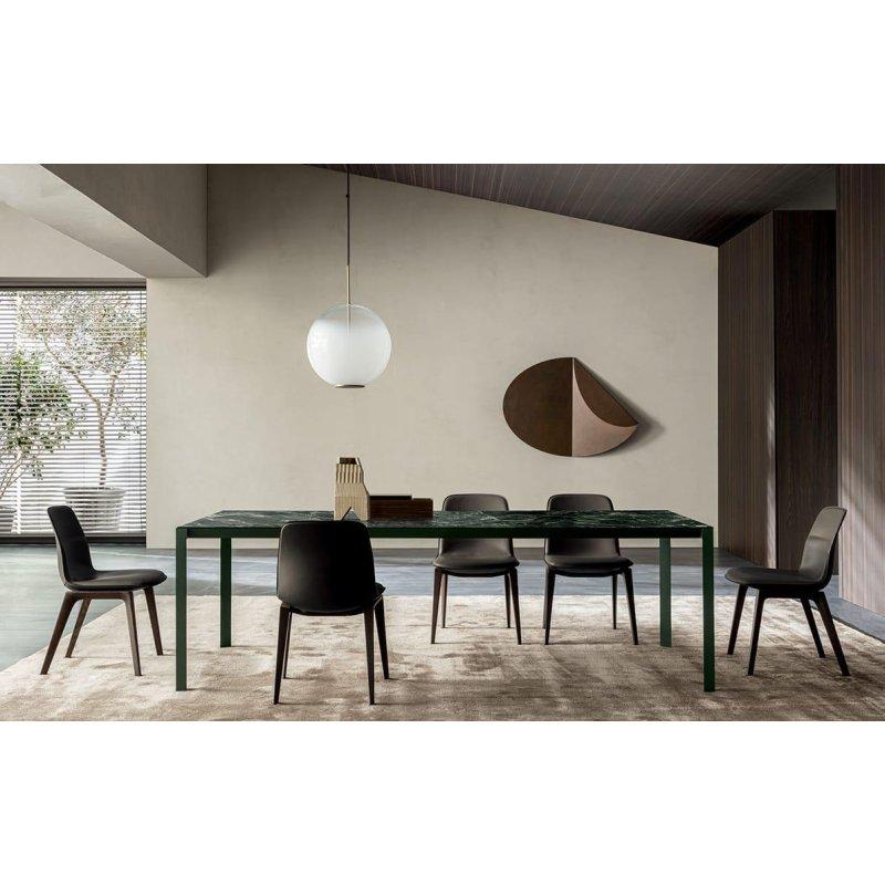 Yeşil Mermer Masa 180-280 cm Pirinç Detaylı - 91840