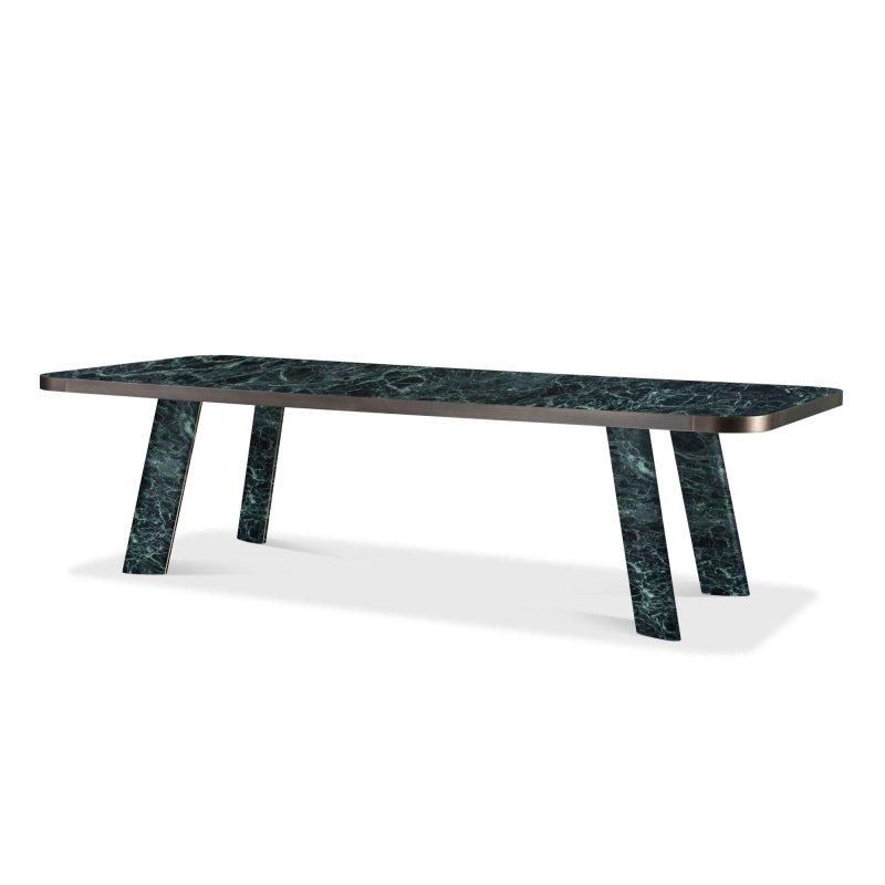 Yeşil Mermer Masa 240x100 cm Dikdörtgen Metal Kenarlı - 91960