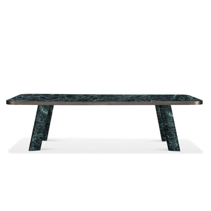 Yeşil Mermer Masa 240x100 cm Dikdörtgen Metal Kenarlı - 91960