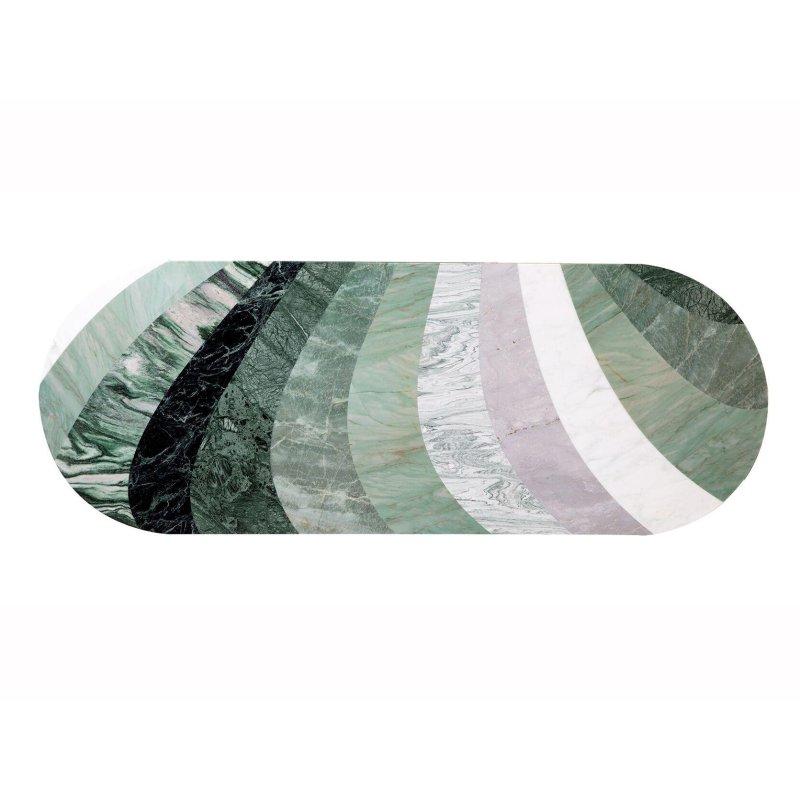 Yeşil Mermer Masa 240x90 cm Oval - 92239