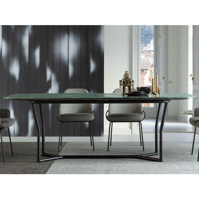 Yeşil Mermer Masa - Siyah Metal Ayaklı - 200x100 cm - 91690