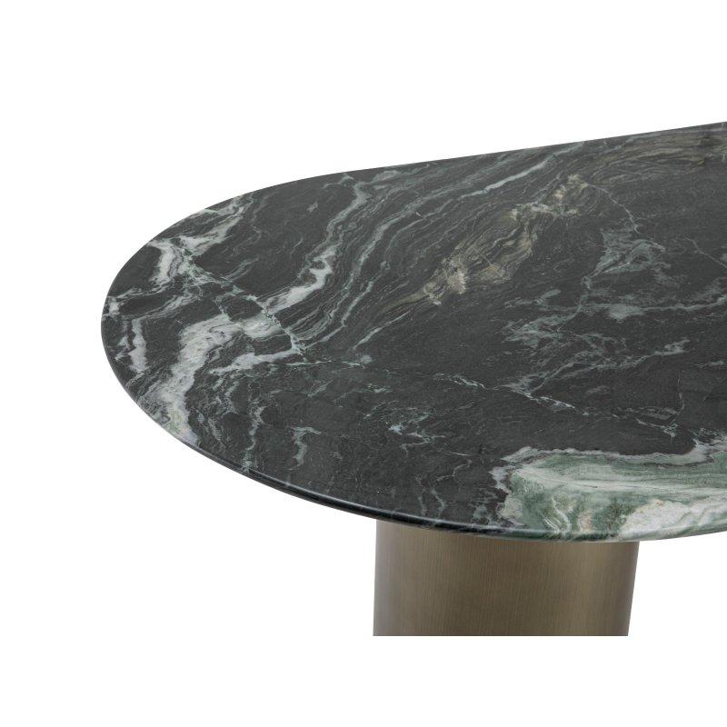 Yeşil Mermer Oval Yemek Masası 160-240 cm Paslanmaz Çelik Ayaklı - 91990