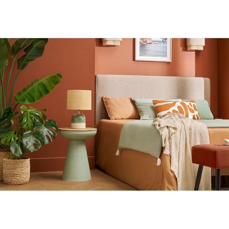 Yeşil Metal Masif Mango Ahşap Kapaklı Saklama Alanlı Ahşap Yan Sehpa-41x41x52 cm - 110480