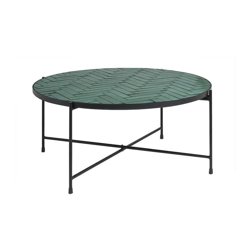 Yeşil Seramik Yuvarlak Orta Sehpa Metal Ayaklı 81 cm - 102072