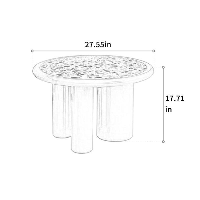 Yeşil Terrazzo Orta Sehpa 70 cm Yuvarlak Meşe Ayaklı - 105628