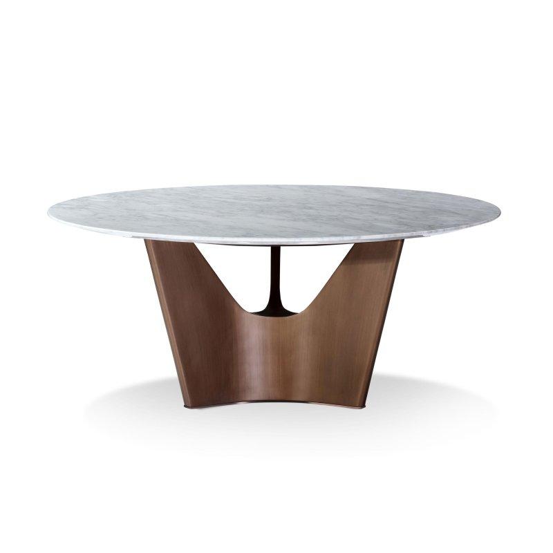 Yuvarlak Ahşap Ayaklı Beyaz Mermer Masa 140 cm - 91942