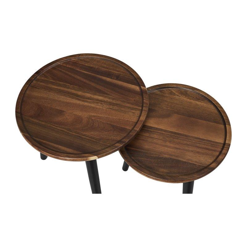Yuvarlak Ahşap Zigon Sehpa Kahverengi Akasya 38 cm - 106711