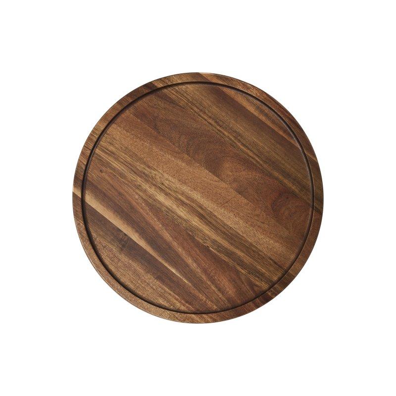 Yuvarlak Ahşap Zigon Sehpa Kahverengi Akasya 38 cm - 106711