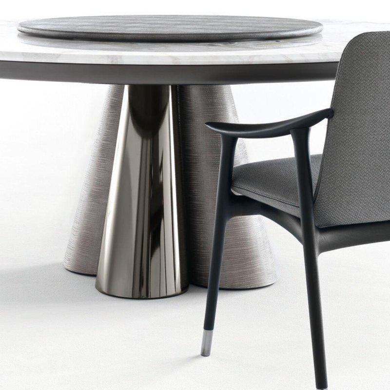 Yuvarlak Beyaz Mermer Masa 200 cm Gold Döner Tabla - 91705