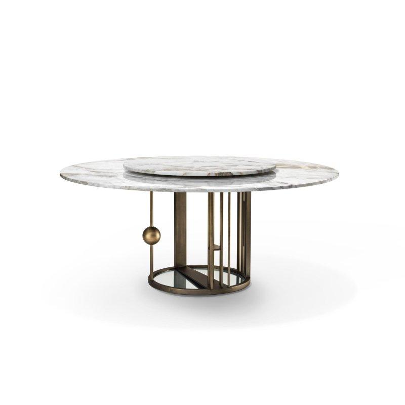 Yuvarlak Beyaz Mermer Masa Gold Ayaklı 140 cm - 92041