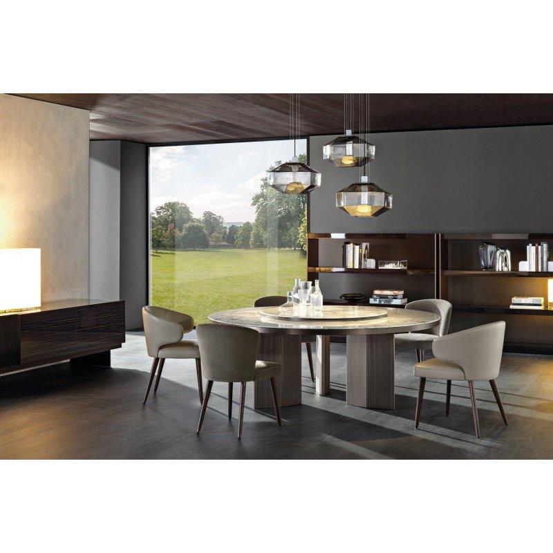 Yuvarlak Calacatta Mermer Masa 200 cm Bronz Ayaklı - 92035