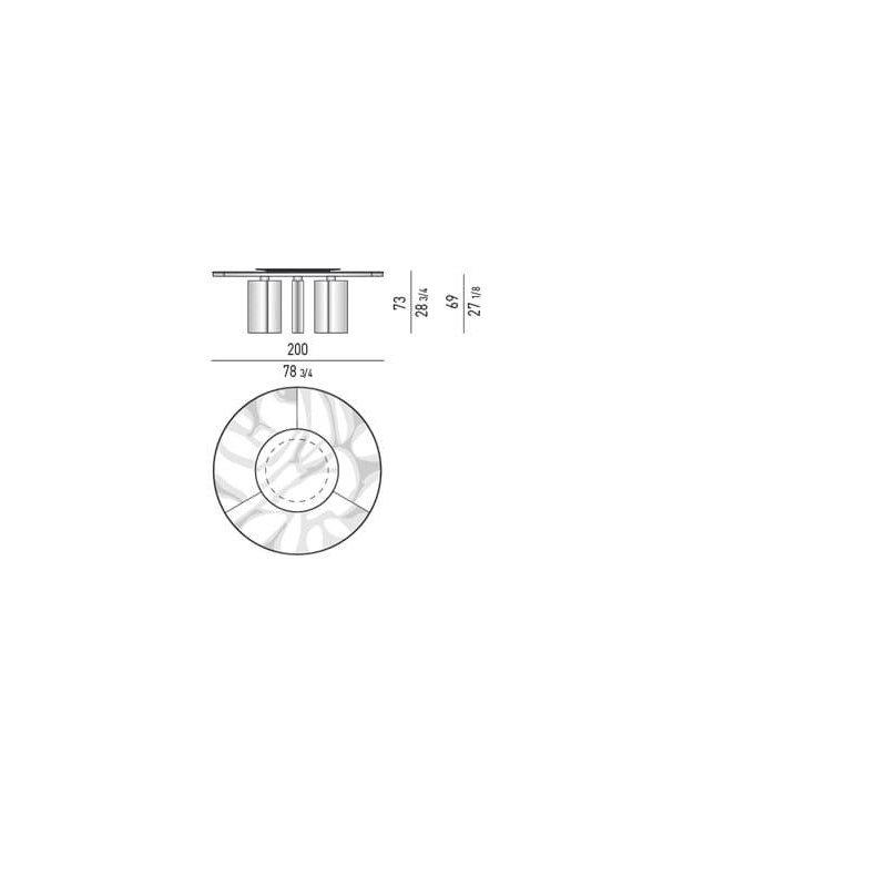 Yuvarlak Calacatta Mermer Masa 200 cm Bronz Ayaklı - 92035