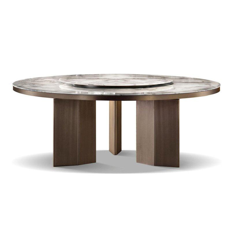 Yuvarlak Calacatta Mermer Masa 200 cm Bronz Ayaklı - 92035