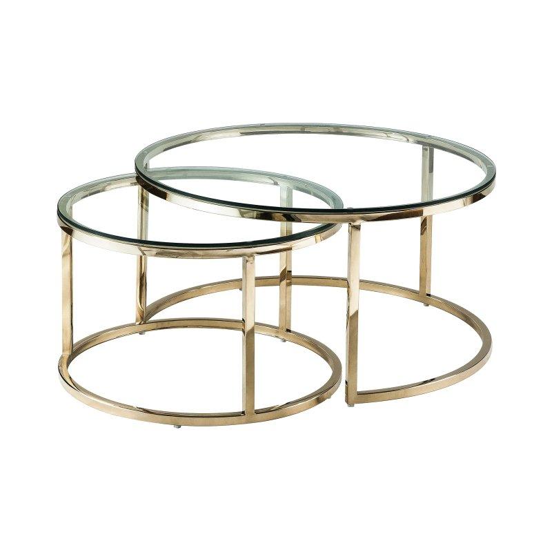Yuvarlak Cam Gold Zigon Sehpa 60 cm - 106825