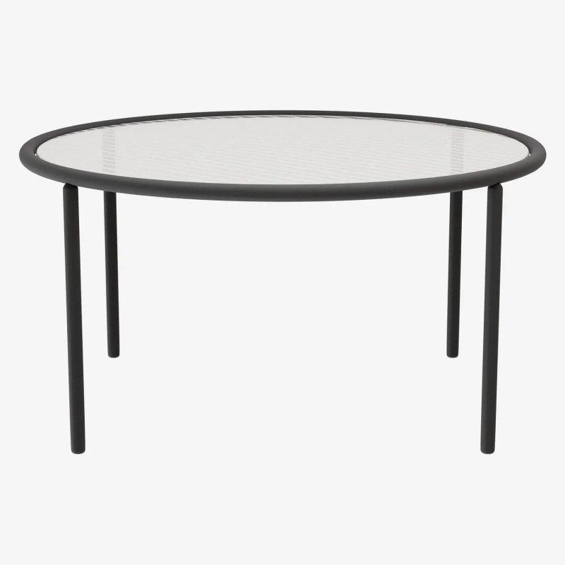 Yuvarlak Cam Orta Sehpa Siyah Metal Ayaklı 80 cm - 103693