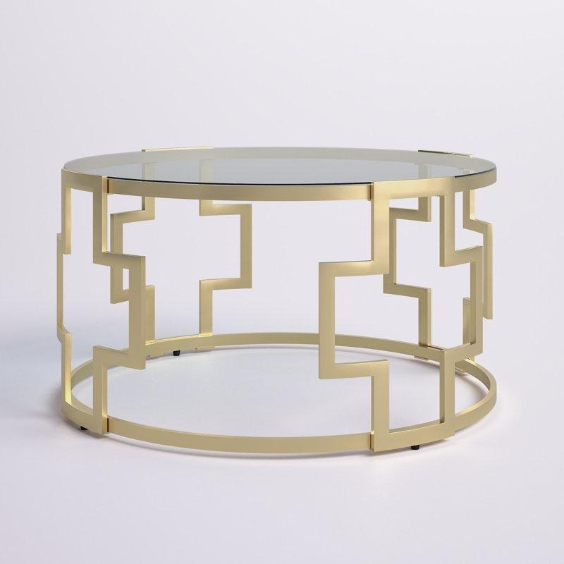 Yuvarlak Cam Üstü Gold Ayaklı Orta Sehpa 91 cm - 105163