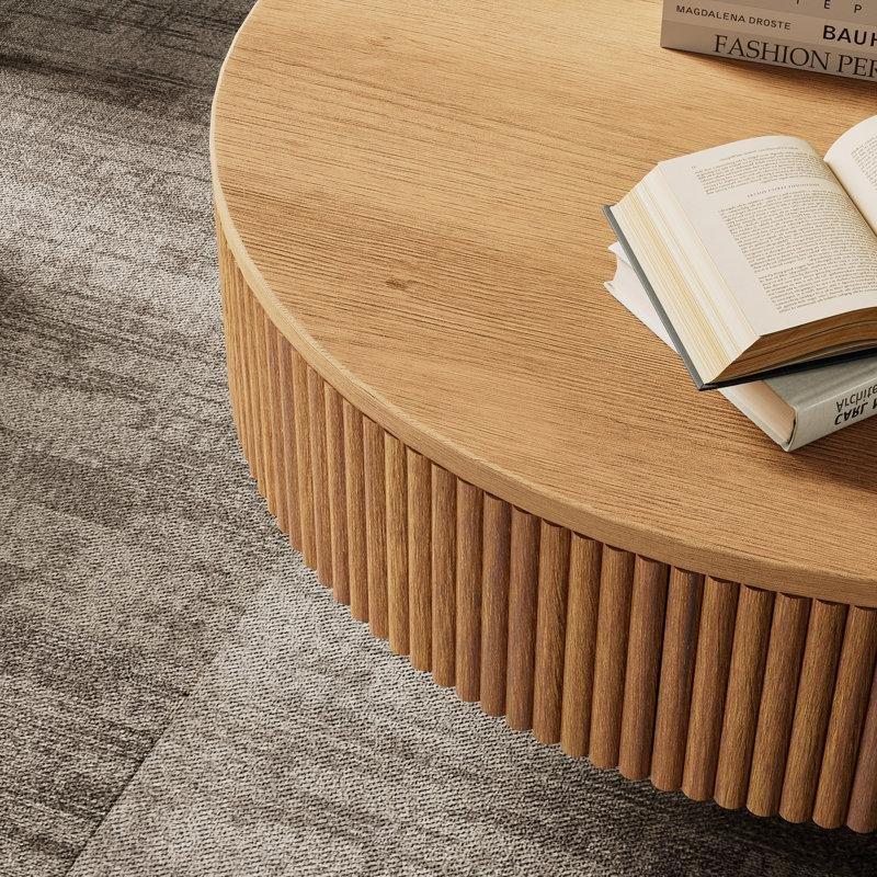 Yuvarlak Doğal Meşe Bohem Orta Sehpa 89 cm - 105268