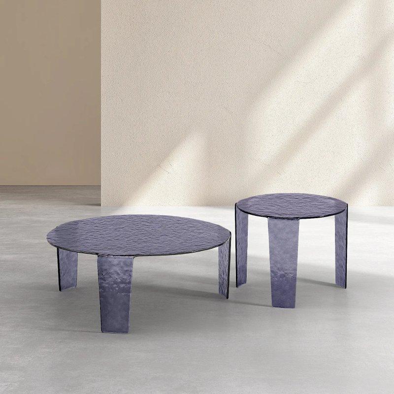 Yuvarlak Füme Cam Orta Sehpa 2'li Set 45 cm - 103700