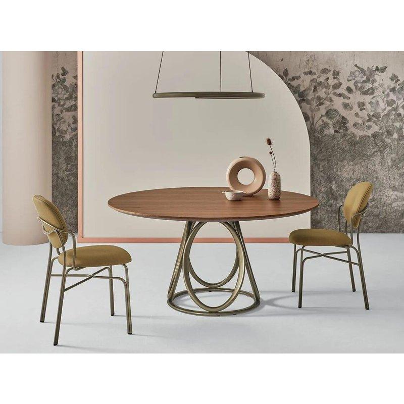 Yuvarlak Gold Ayaklı SuperMarble Mermer Masa 130-150 cm - 91780