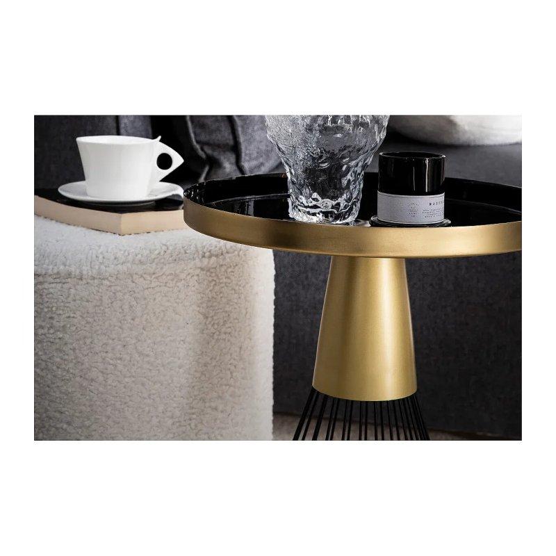 Yuvarlak Gold ve Siyah Metal Orta Sehpa 41 cm - 101916