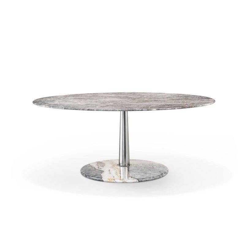 Yuvarlak Gri Mermer Masa 120 cm Metal Ayaklı - 92227