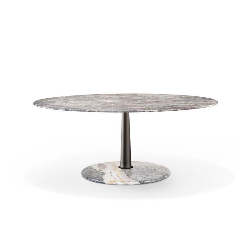 Yuvarlak Gri Mermer Masa 120 cm Metal Ayaklı - 92227