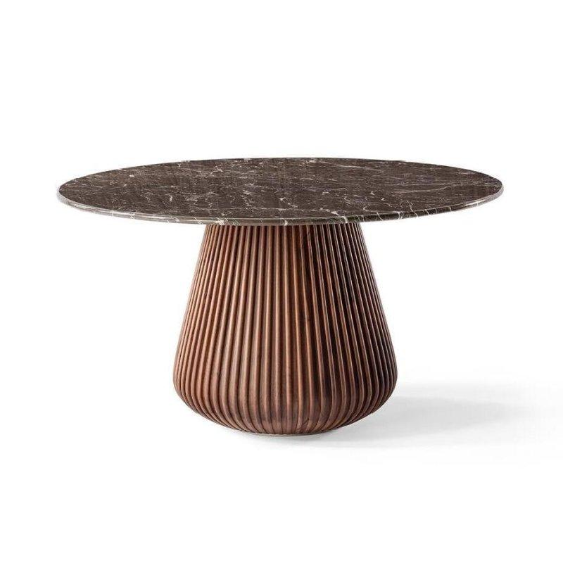 Yuvarlak Kahverengi Mermer Masa 140 cm - 92155