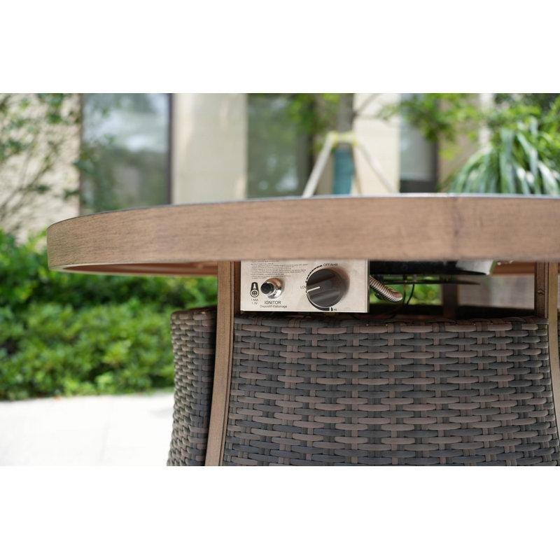 Yuvarlak Kahverengi Şömineli Orta Sehpa 107x107 cm - 105745