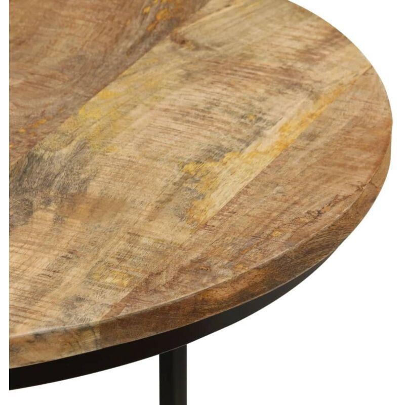 Yuvarlak Mango Ahşap Metal Ayaklı 2li Zigon Sehpa 50 cm - 107304