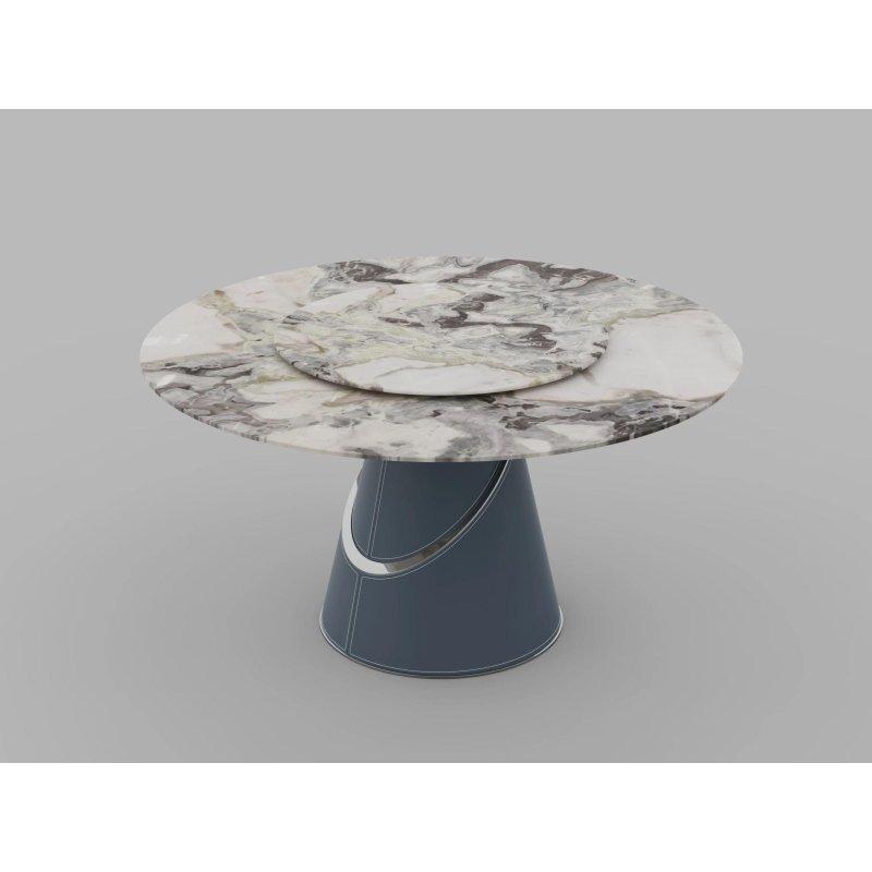 Yuvarlak Mermer Masa 135-150-180 cm Siyah Ahşap Ayaklı - 91681