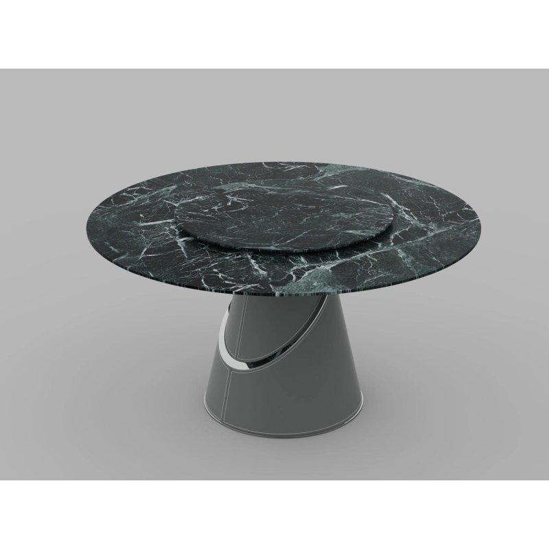 Yuvarlak Mermer Masa 135-150-180 cm Siyah Ahşap Ayaklı - 91681