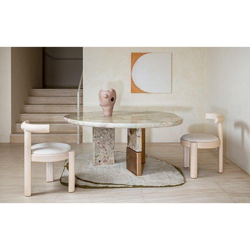 Yuvarlak Mermer Masa 145-165 cm Metal Ayaklı - 91645