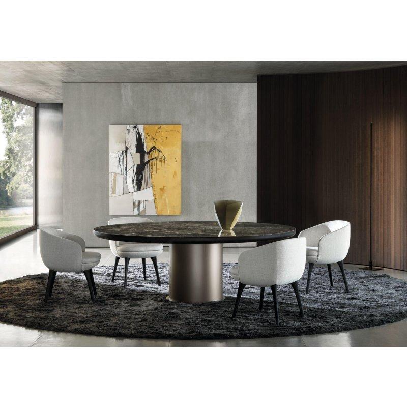 Yuvarlak Mermer Masa 160-180-200 cm Bronz Ayaklı - 91993