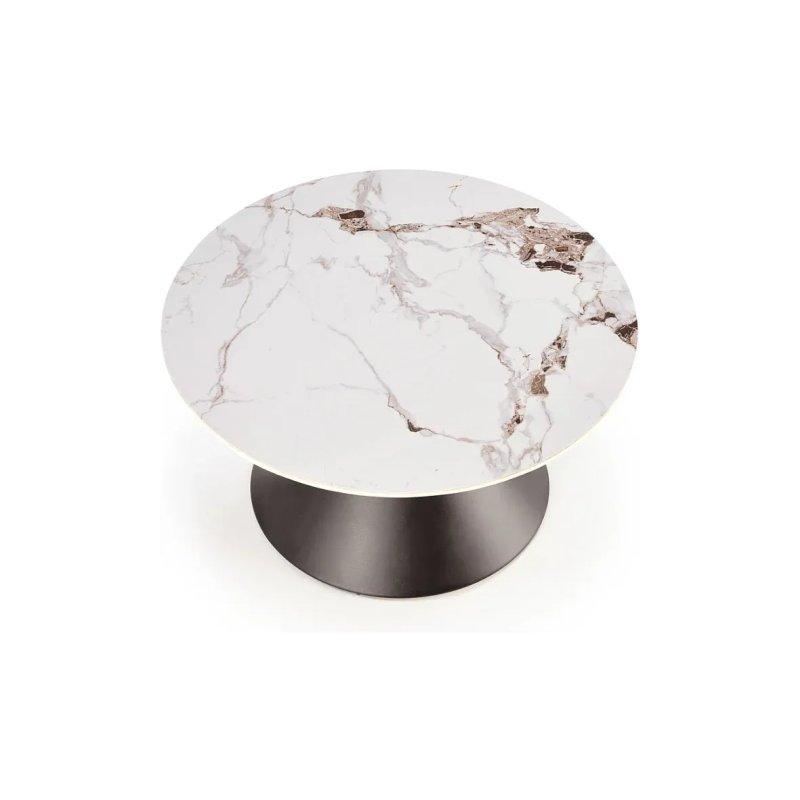 Yuvarlak Mermer Orta Sehpa Siyah Metal Ayaklı 80 cm - 102477