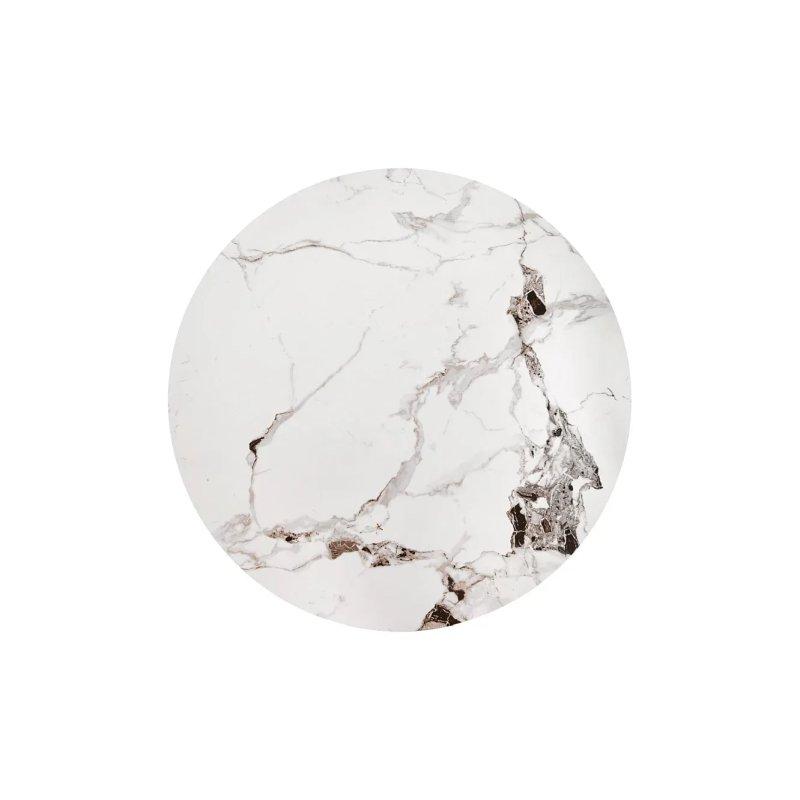 Yuvarlak Mermer Orta Sehpa Siyah Metal Ayaklı 80 cm - 102477