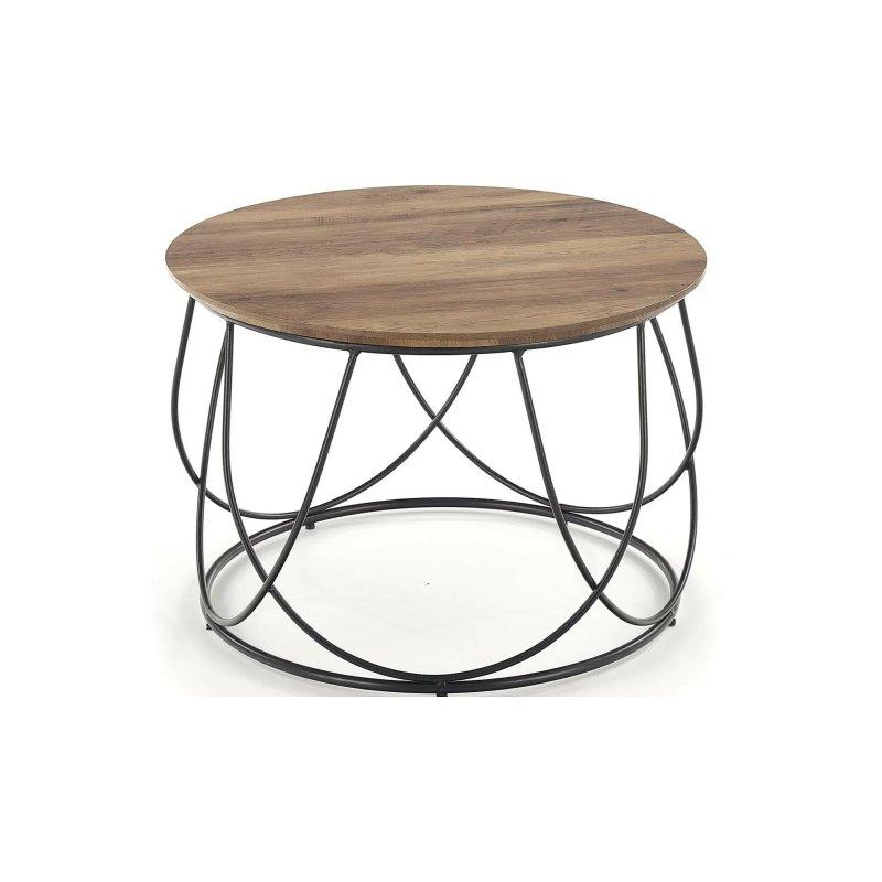 Yuvarlak Orta Sehpa Kahverengi MDF ve Siyah Metal 60 cm - 102372