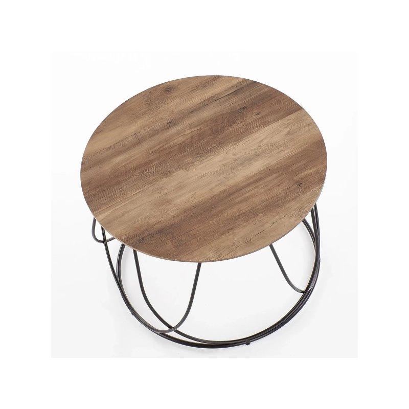 Yuvarlak Orta Sehpa Kahverengi MDF ve Siyah Metal 60 cm - 102372