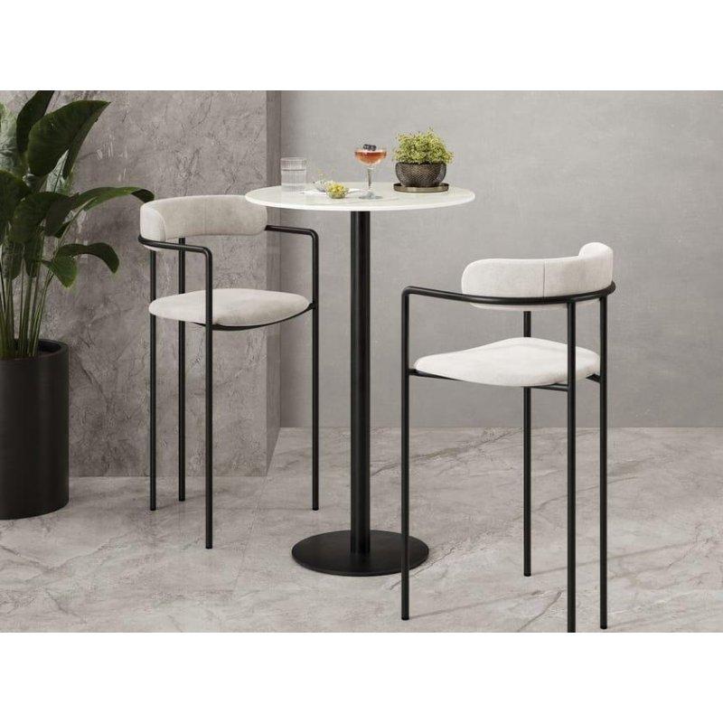 Yuvarlak Porselen Bar Masası Tek Ayaklı Siyah 60x60x110 cm - 90013
