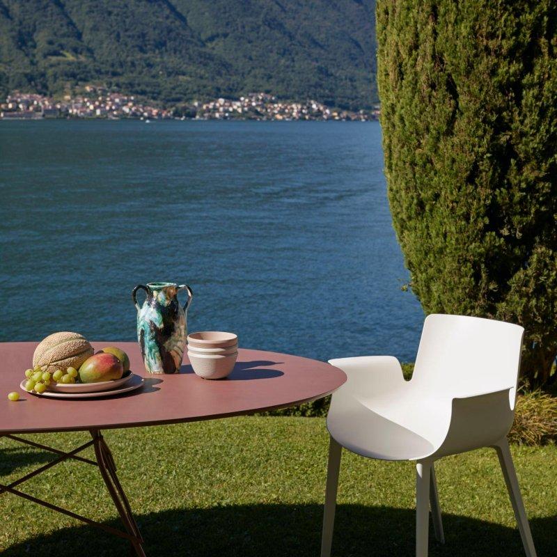 Yuvarlak Porselen Masa Çapraz Krom Ayaklı Beyaz 150x150x72 cm - 90025