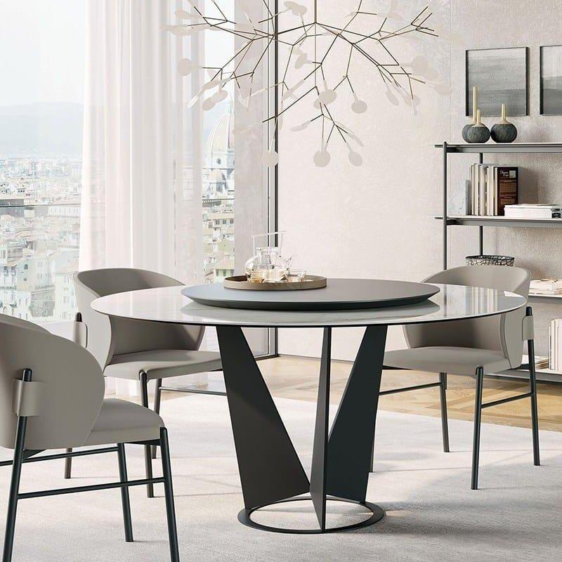 Yuvarlak Porselen Masa Metal Ayaklı 150x77 cm - 89833