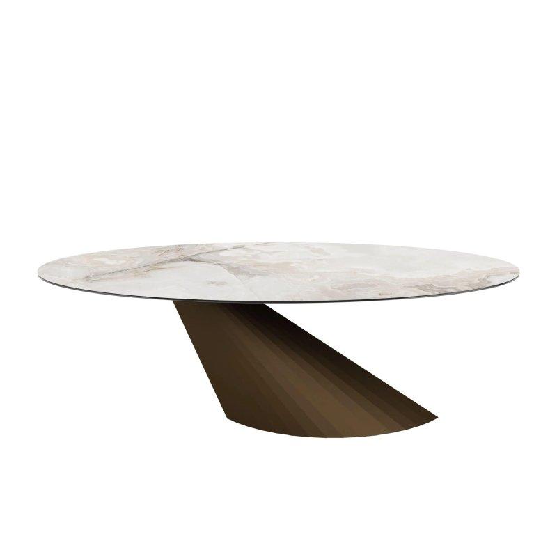 Yuvarlak Porselen Masa Siyah Konik Ayaklı 120-150x75 cm - 89803