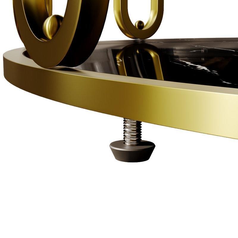 Yuvarlak Porselen Orta Sehpa 90x90 cm Gold Ayaklı - 105853