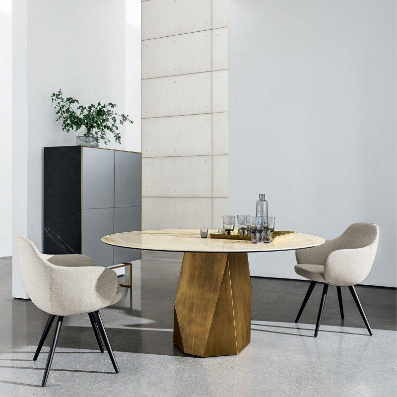 Yuvarlak Seramik Masa 100-170 cm Ahşap Tabanlı - 89347