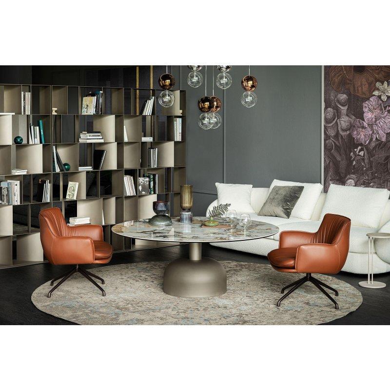Yuvarlak Seramik Masa 140 cm Bronz Ayaklı Ritz Lounge - 89017