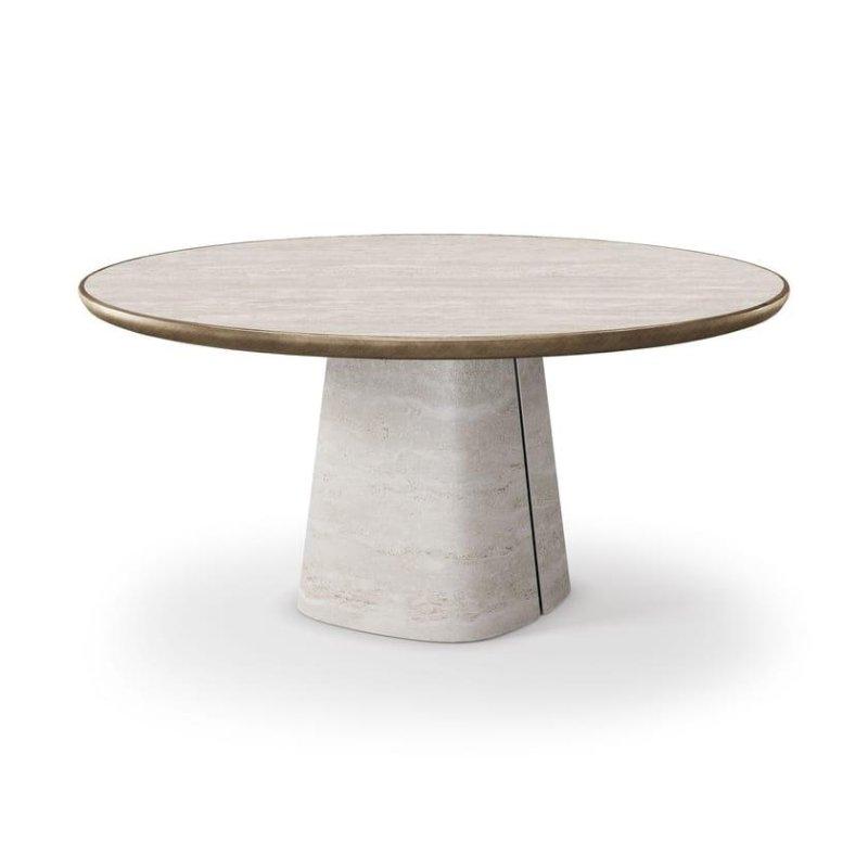 Yuvarlak Seramik Masa 160 cm Fırçalanmış Bronze Detaylı - 89065