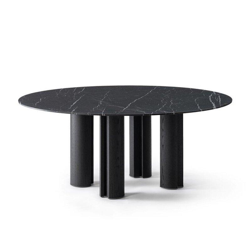 Yuvarlak Siyah Mermer Masa 120-180 cm - 92083