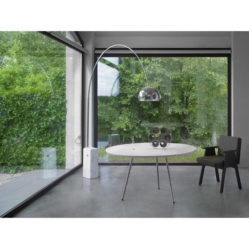 Yuvarlak Siyah Mermer Masa 120 cm Metal Ayaklı - 91801