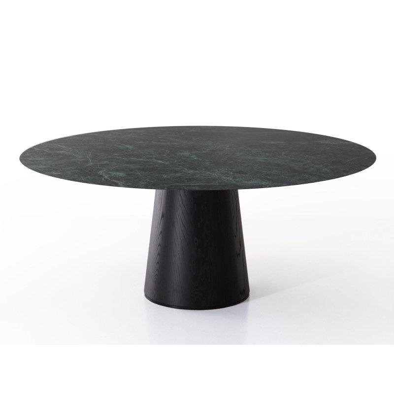 Yuvarlak Siyah Mermer Masa 160 cm veya 180 cm Siyah Ahşap Ayaklı - 91996