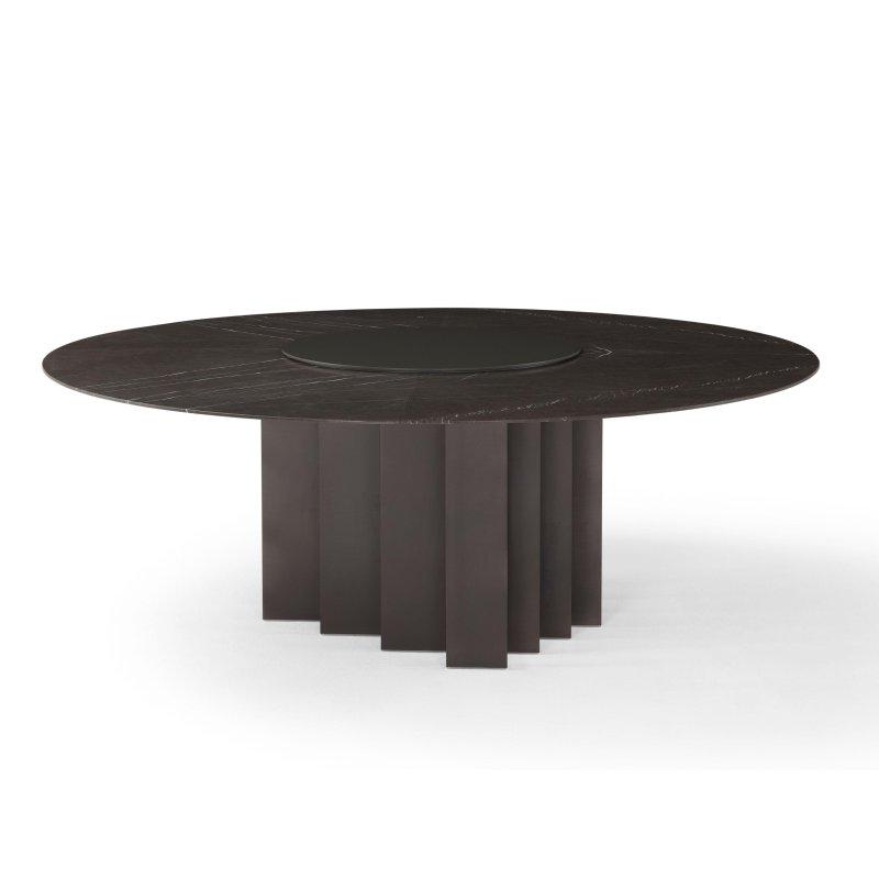 Yuvarlak Siyah Mermer Yemek Masası Metal Ayaklı 200 cm - 91549